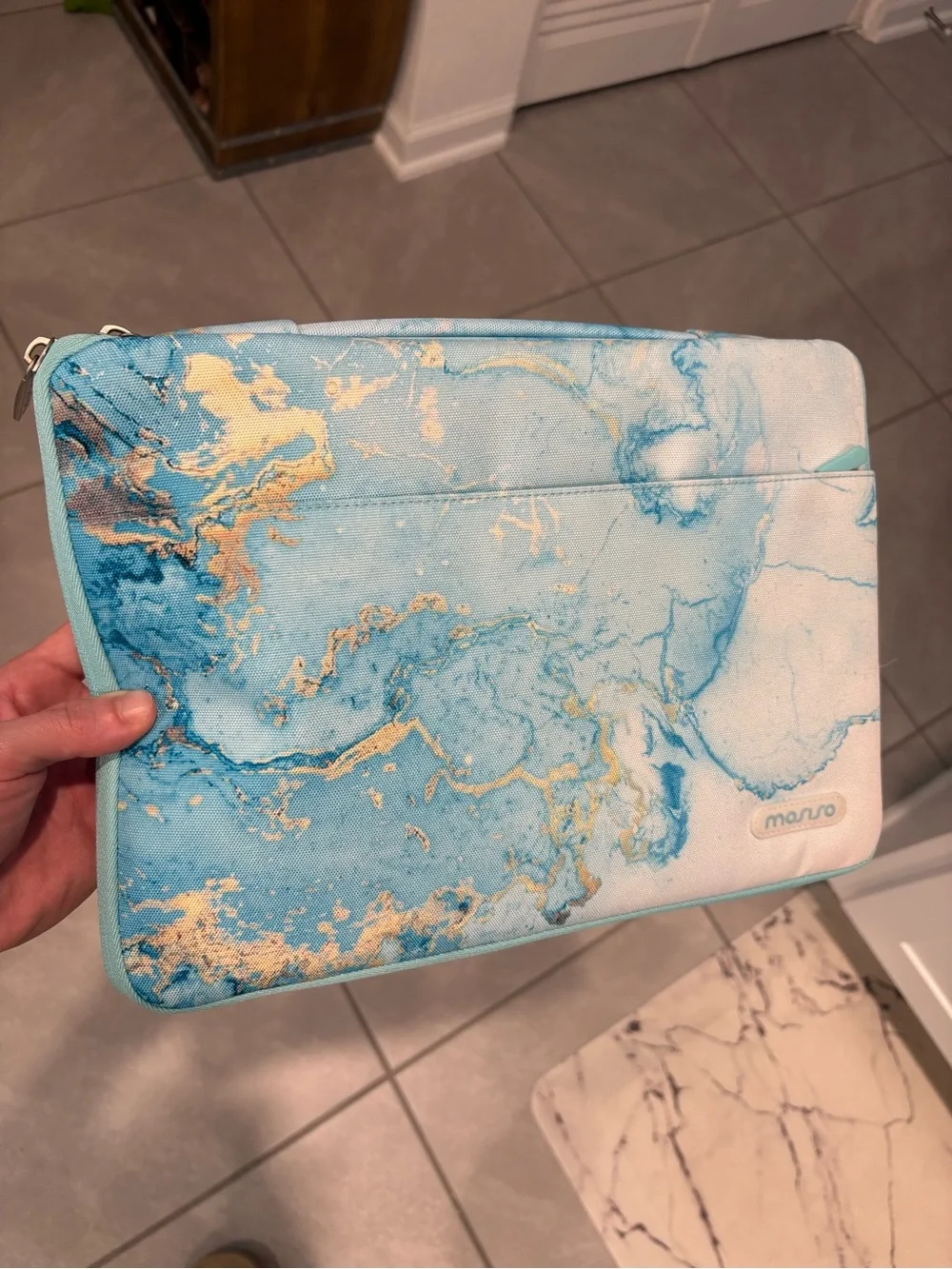 Marvo Blue Marble Laptop Sleeve – 13–14 Inch